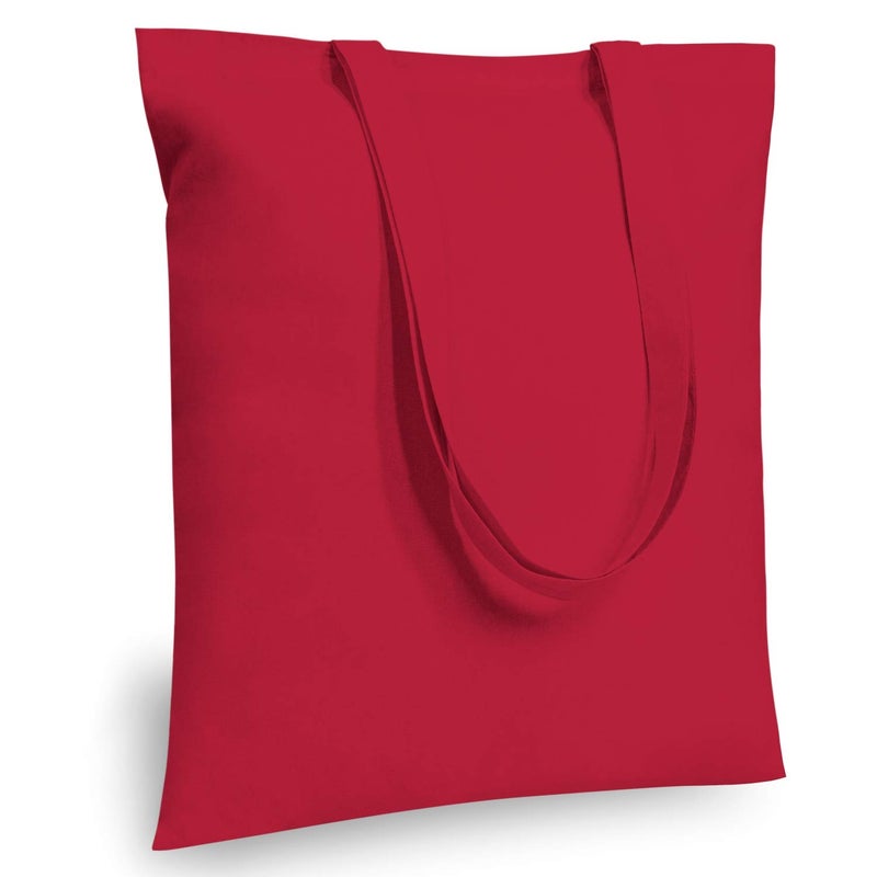 TOPDesign 12-Pack Economical 16"x15" Red Cotton Tote Bag, Lightweight Medium Reusable Grocery Shopping Cloth Bags, Suitable for DIY, Advertising, Promotion, Gift, Activity - Image 1
